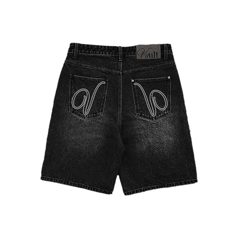 VAULT | ACID BLACK DENIM JORTS