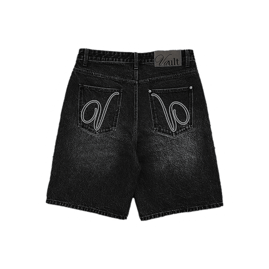 VAULT | ACID BLACK DENIM JORTS